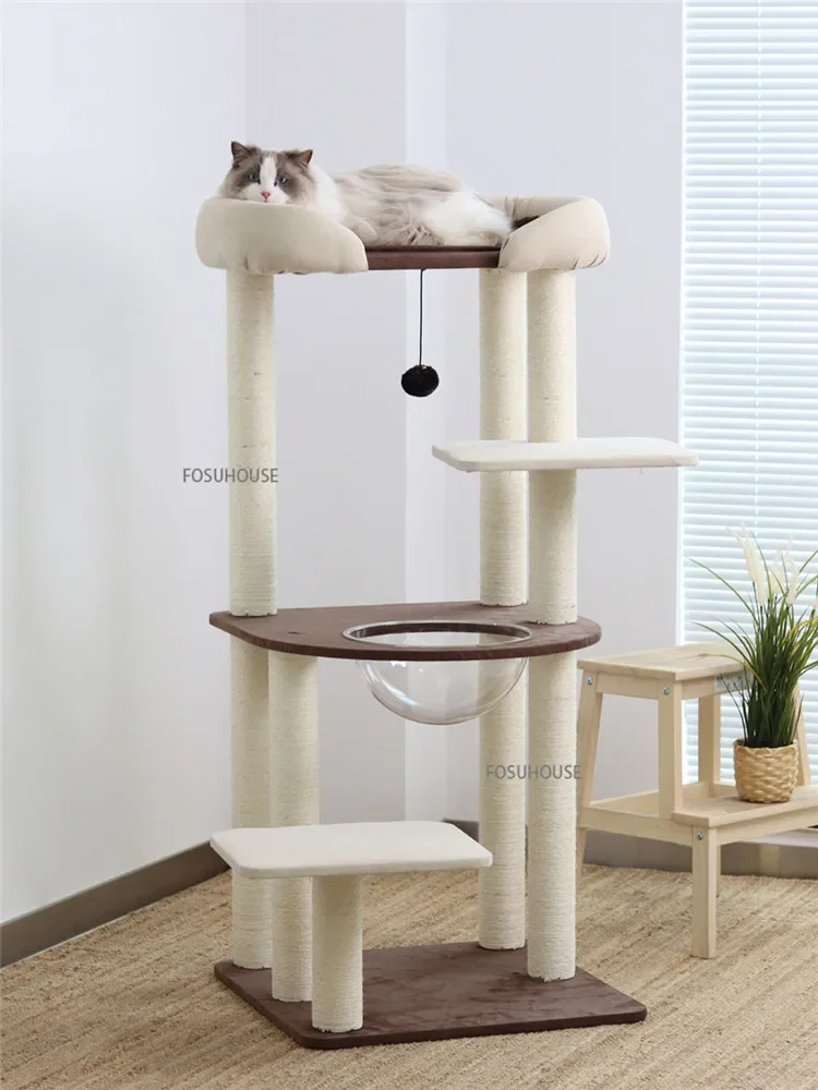 

Modern Pet Furniture Cat Climbing Frame for Kraft Paper/sisal Cat Tree Large Pet Toys Multi-layer Spaceship Cat Climbing Frame