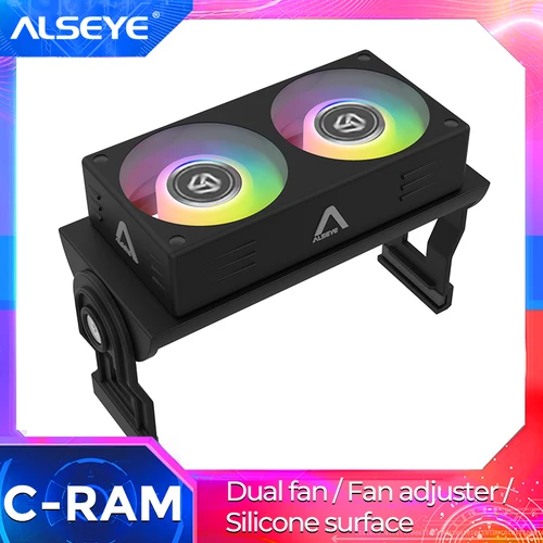 ALSEYE-ventilador de refrigeración de RAM, Enfriador de memoria Ram Pwm de 12v con ventilador Dual de 60mm, radiador de 1200-2000RPM para DDR DDR2 DDR3 DDR4 DDR5