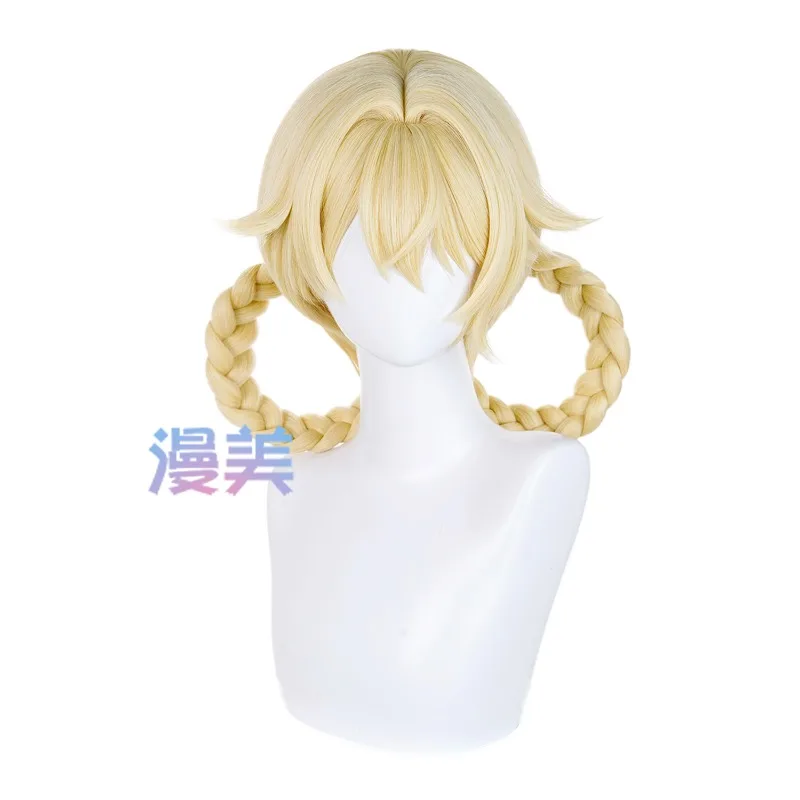 لعبة جينشين إمباكت جاهودا شعر مستعار كوسبلاي شعر صناعي فاتح ذهبي مقاوم للنساء لحفلات الهالوين أنيمي رولبيلاي