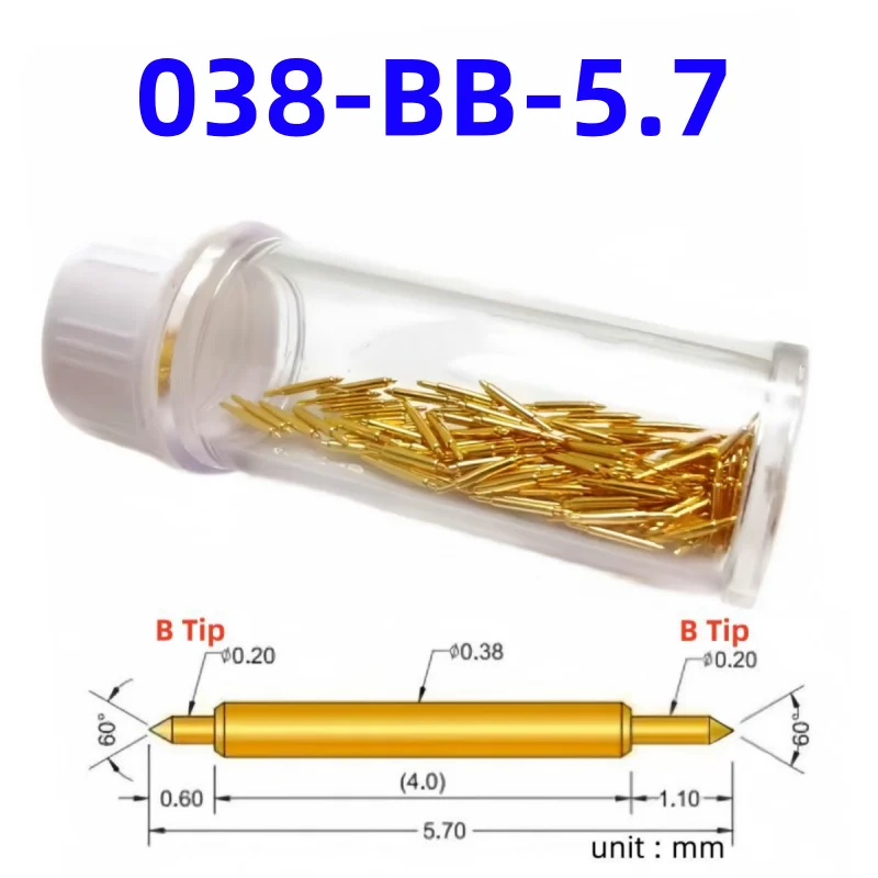 

100pcs Double-ended Test Needle Test Probe BGA Semiconductor Probe 038-BB-5.7L Telescopic Spring Test Pin 5.7 Pogo Pin