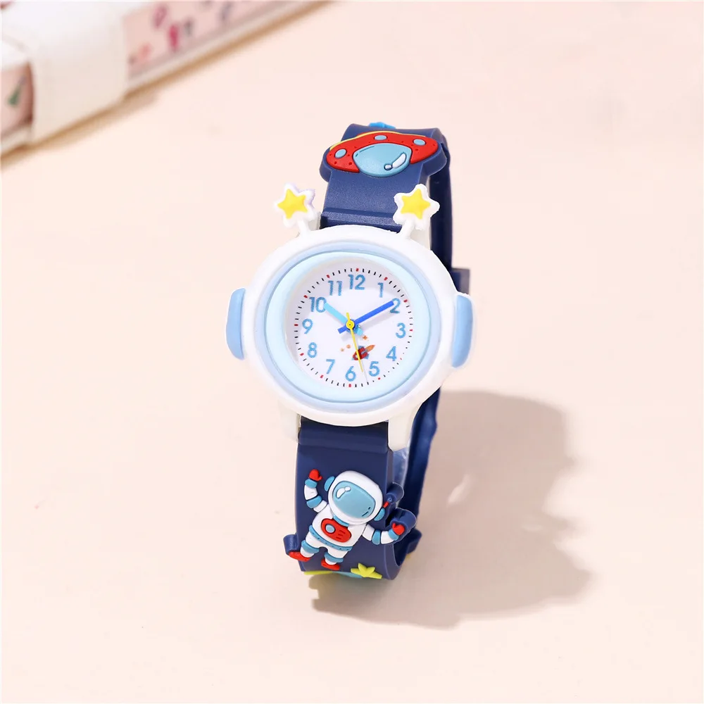 Astronaut Pattern Series Children's Watch Color Plastic Tape Boy Girl Student Gift Watch Silicone Cartoon Kids Wristwatch Clock