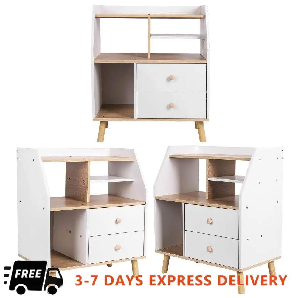 

Wooden Nightstand Side Table with 2 Drawers Simple Bedside Storage Locker Nordic Bedside Storage Cabinet for Living Room Office