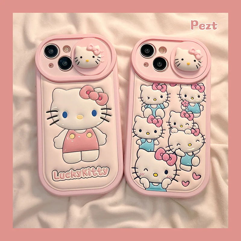 New Kt Cat Iphone Phone Case Anime Cartoon Applicable To Iphone 15 14 13promax Fall Prevention Silica Gel Iphone Case Girl Gift