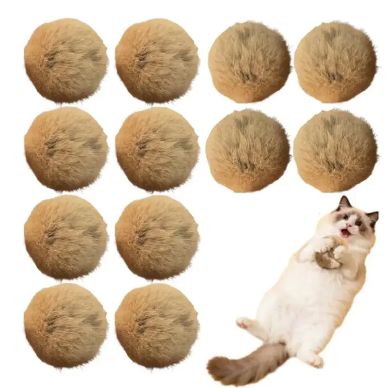 Rabbit Cat Pom Poms Balls 3.15inch Plush Fuzzy Artificial Balls Fun To Chase for Kitten Pet Kicks Games Interactive Gifts