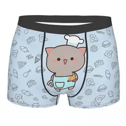 Chef Goma In Beautiful Blue Color Background Mochi Peach Cat Underpants Breathbale Panties Men's Underwear Shorts Boxer Briefs