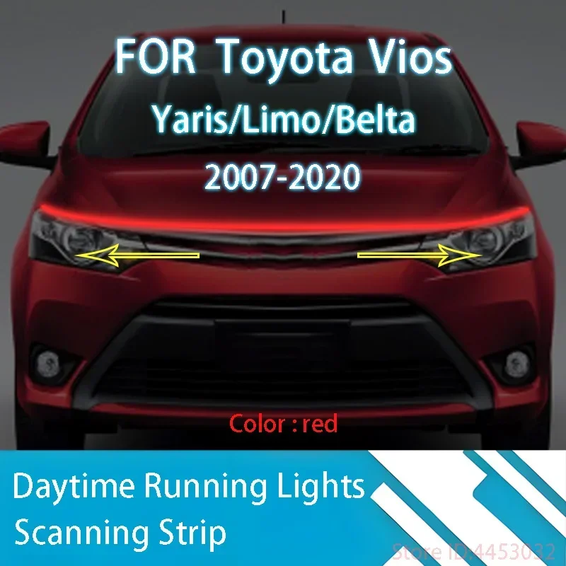 DRL Start Scan Strips Light FOR	Toyota	Vios	2007-2020	  Car Hood Light   Decorative Ambient Lamp 12V 59 Inches Waterproof