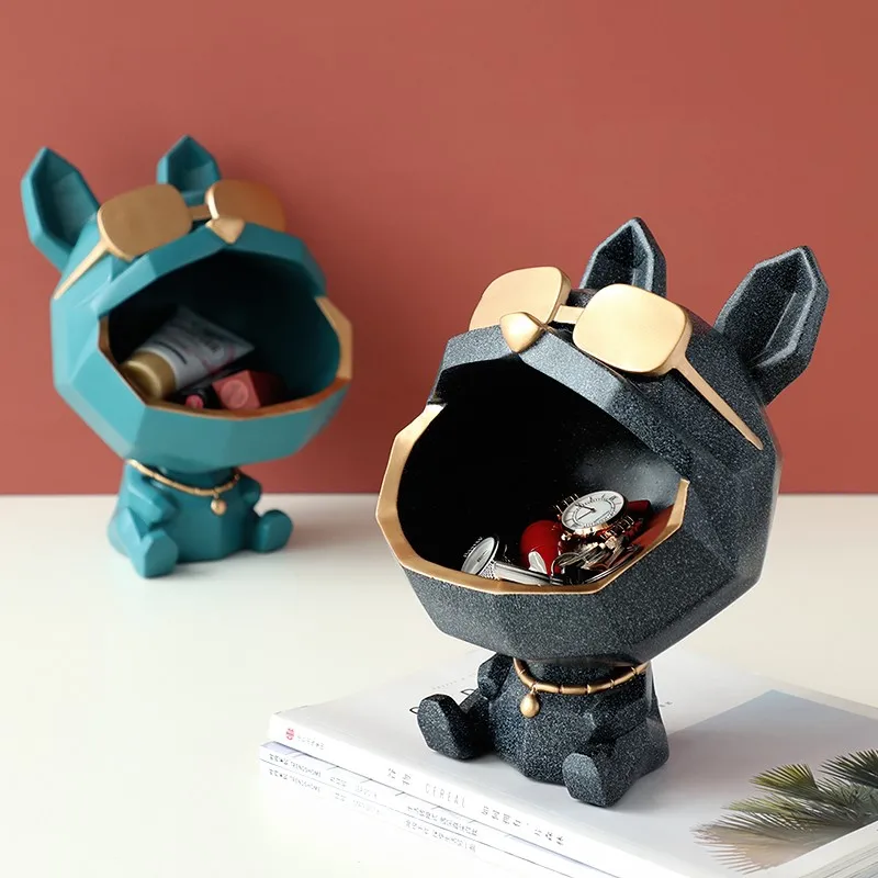 Resin Big Mouth Dog Decorative Figurines Storage Box Home Decoration Sculpture Modern Art Accessorie For Living Room view 6