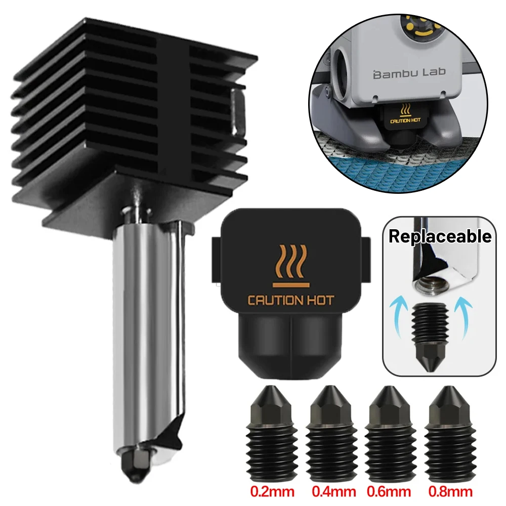 

Hotend комплект для Bambu Lab A1 мин 0,2/0,4/0,6/0,8 мм сопло из закаленной стали для Bambu Lab A1 сборка детали для 3D-принтера Горячий Конец