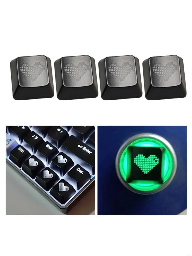 462E OEM WASD Directions Heart Keycaps With Light Passing Designing Improve Keyboard Look Great For Nighttime Use