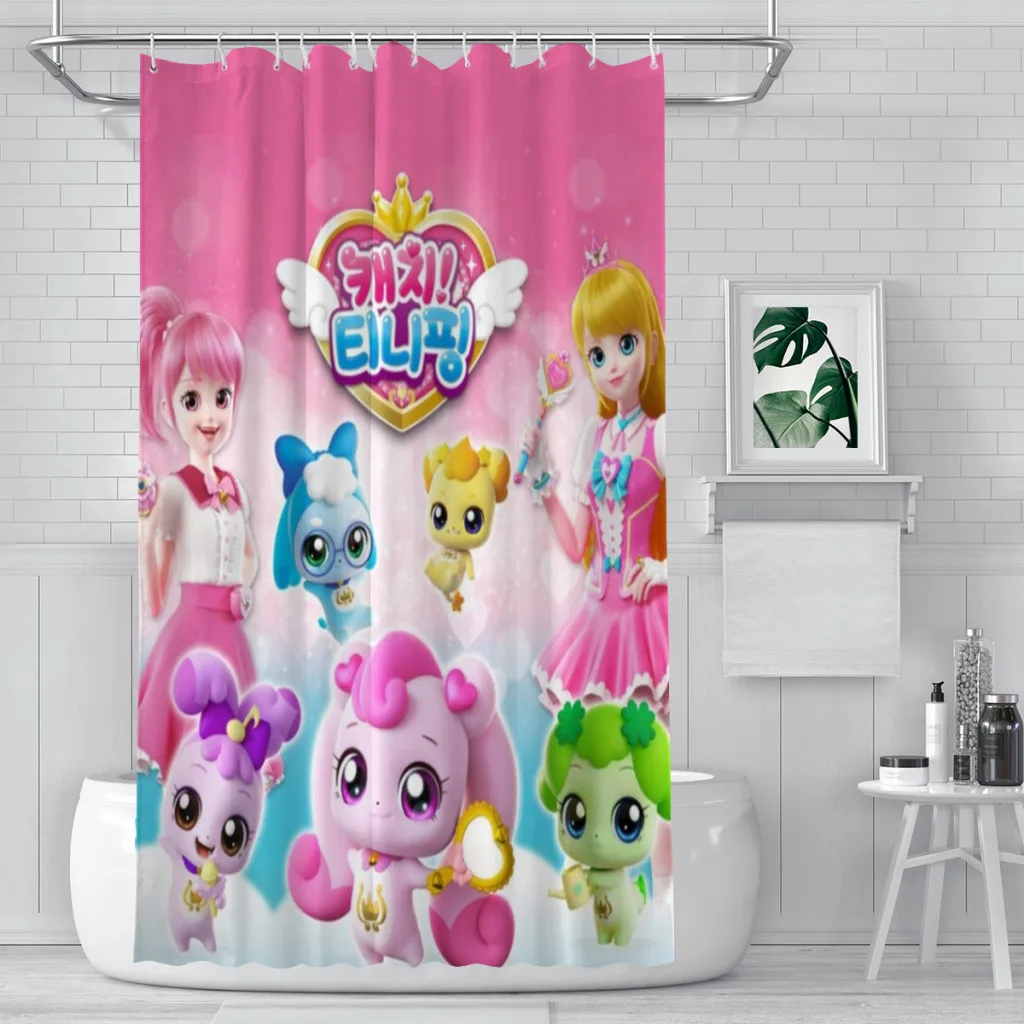 

Shower curtain Bathroom Cartoon-Catch-Tiniping decor Modern household Curtain Festival gift