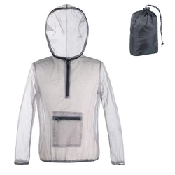 Outdoor Ultralight Mesh Hooded Bug Jacket Anti-mosquito See Through Protective Mesh Shirt Insect Shield for Camping Gardening