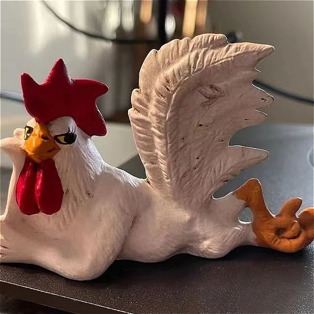 Viral Lying Rooster Resin Statue, Funny Desktop Animal Decor for Home Office, Trending Farmhouse Sculpture