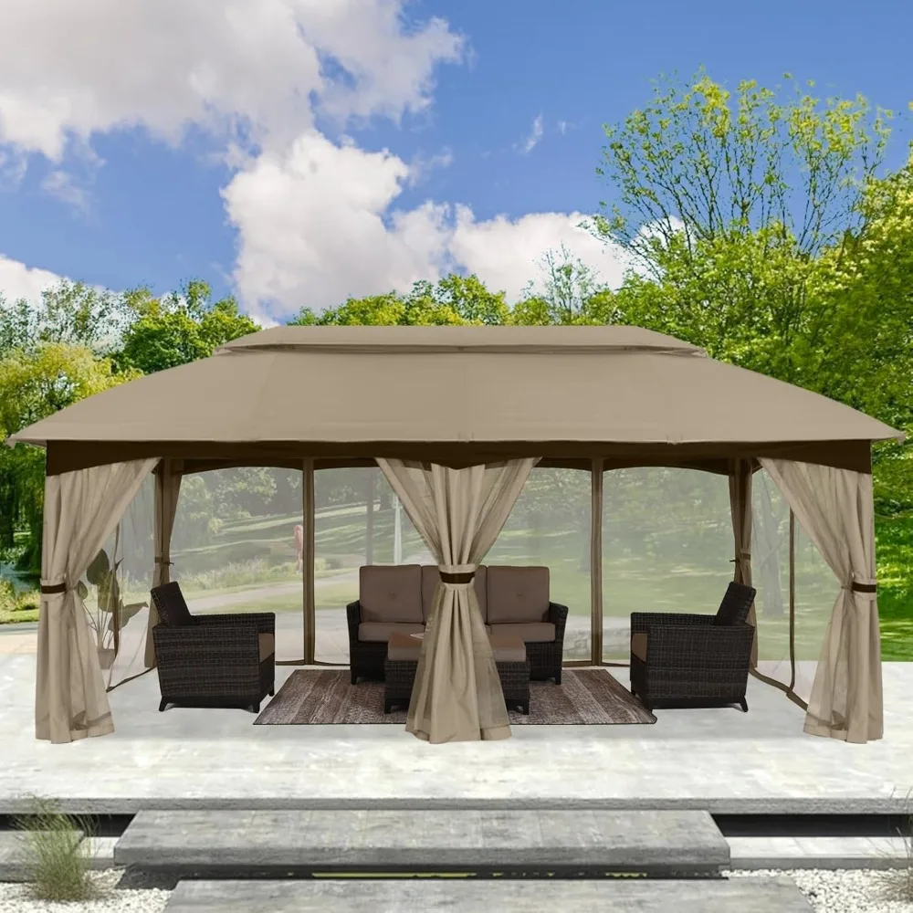 

10x20 Outdoor Gazebo, Patio Gazebo with Mosquito Netting, Outdoor Canopies for Shade and Rain, Customized