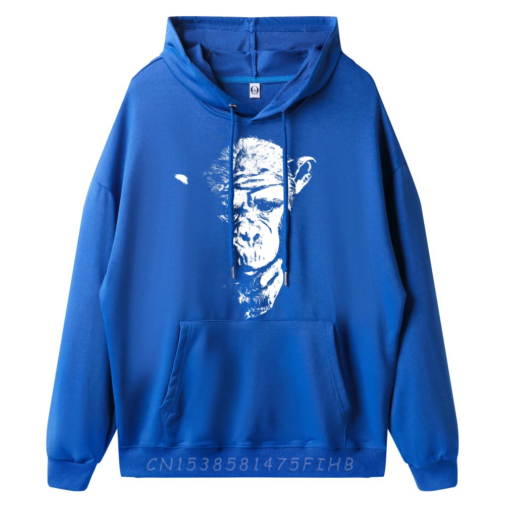 Chimpanzee Thinking Monkey Ape Cool Newest Long Sleeve Leisure Hoodies Crew Neck Female Hoodies Printing Coat Lovers Day
