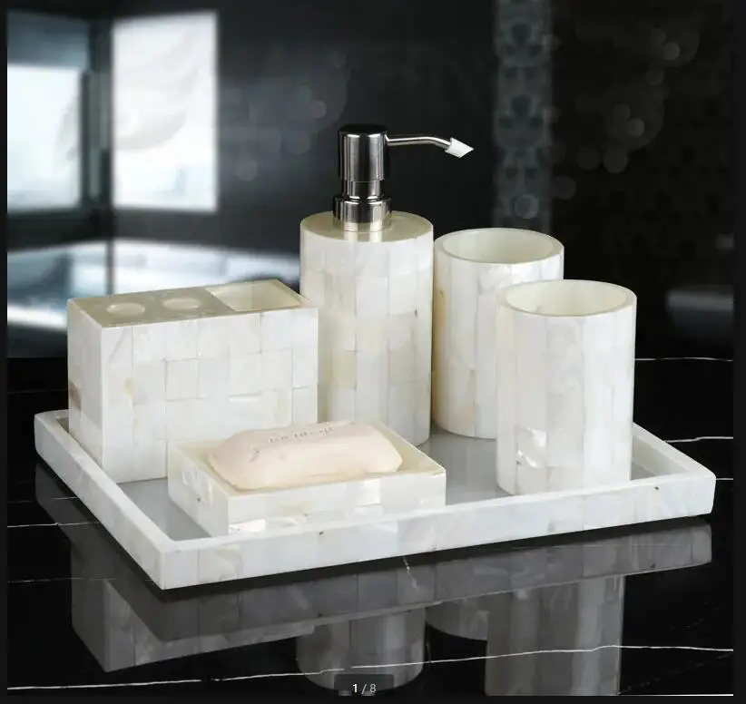 Bathroom Set Wash Toiletries Mouthwash Cup Lotion Bottle Toothbrush Holder Soap Dish Cotton Swab Box Tray Tissue