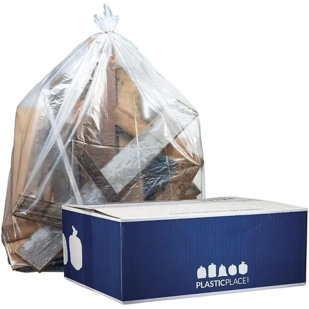 

Trash Bags 55-60 gallon 3.0 Mil Clear Heavy Duty Garbage Bag 38” x 58”