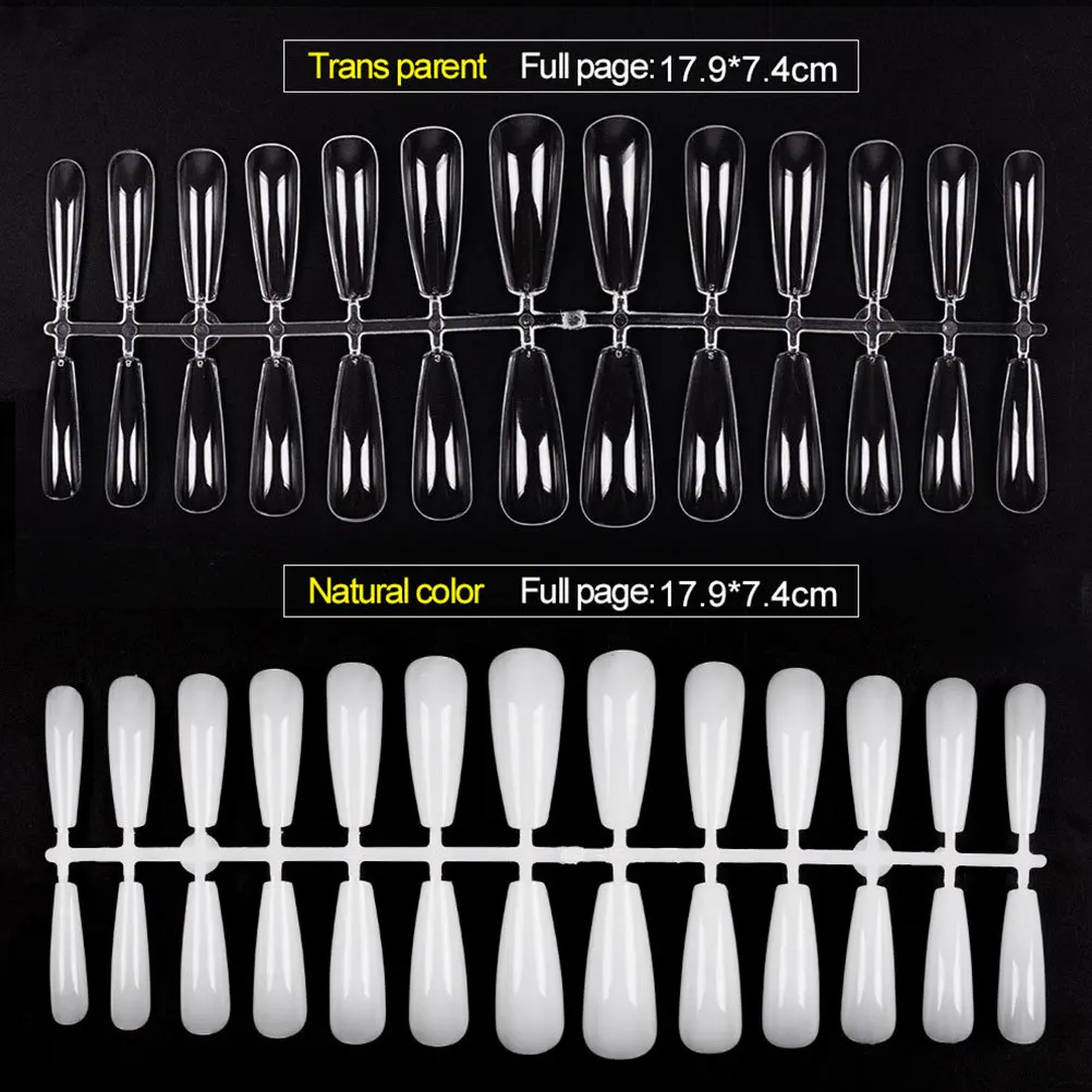 1 مجموعة شفافة مسمار نصائح لون البشرة طويلة الباليه شبه منحرف الأظافر كاذبة للنساء أظافر صناعية عمليات تجميل الأظافر مسمار الفن #3