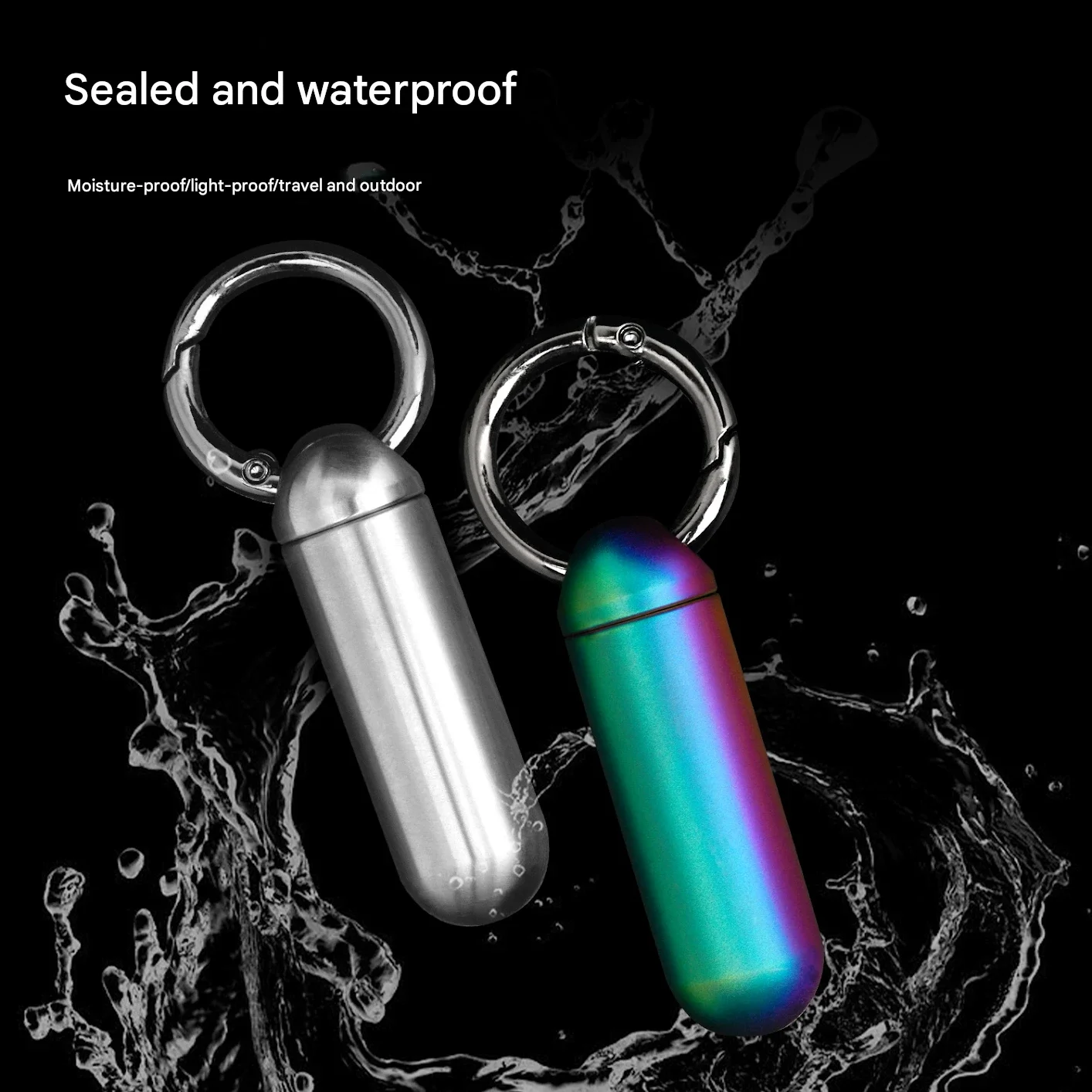 

Цветная портативная водонепроницаемая маленькая коробка для таблеток из чистого титана, герметичный водонепроницаемый брелок для ключей, мини-бутылка для таблеток первой помощи