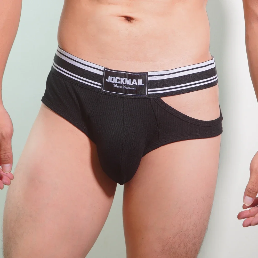 

JOCKMAIL Мужское нижнее белье, сексуальные трусы, мужское перфорированное удобное хлопковое нижнее белье, мужские дышащие трусы с низкой посадкой, полые сбоку