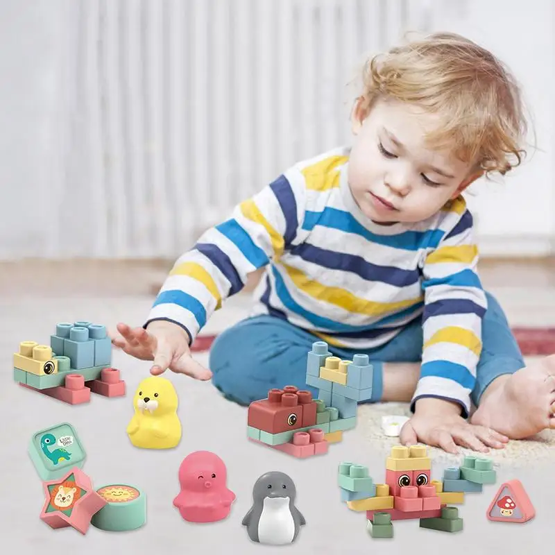 

Kids Building Blocks Building Bricks Set Baby Blocks Chewable Sensory Toys STEM Kits Educational Toys Fine Motor Skills