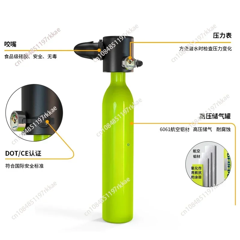 Portable Mini Diving Equipment 0.5L Underwater Scuba Tank  Cylinder Oxygen 6-10 Minutes Lungs Air Buddy