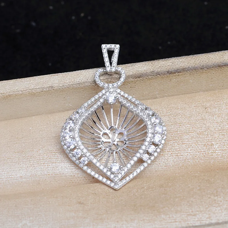 Wholesale 925 Sterling Silver Pendant Mounts Base Findings Settings Mountings Jewelry Fittings for 12-17mm Pearls 3pcs/lot