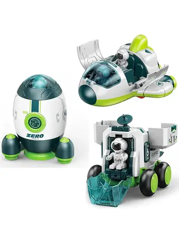 Children Puzzle Space Toy Car Simulation Model Astronaut Rocket Spaceship Series Toy Car for Boys Gift