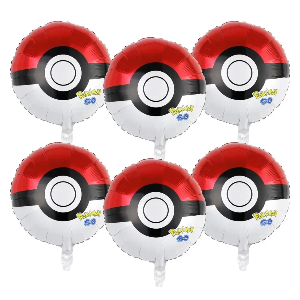 6-teiliges Cartoon-Pikachu-Geburtstagsparty-Ballonset Poke Ball Folienballons Deko-Zubehör für Babyparty Kinder Jungen Spielzeug Geschenke – Detail 1