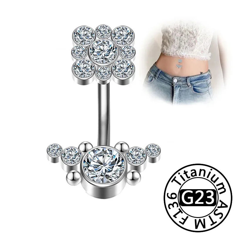 None F136 Titanium Zircon Body Piercing Ring 16G 6