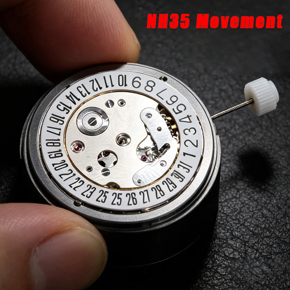 NH35A Automatic Watch Movement Replacement Date 3H Calendar High Accuracy Mechanical 21600 BPH 20 Jewels Stop Second Device