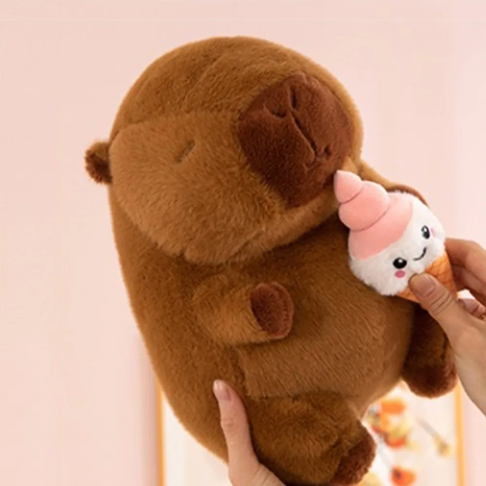 

Animals Doll Ice Cream Capybara Plush Toy Fluffy Brown Capybara Plush Doll Soft Cute Capybara Stuffed Doll Birthday