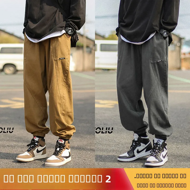 

Ретро-американские рабочие брюки для мужчин, износостойкие, для стройплощадки, свободного кроя, из чистого хлопка, с манжетами, для защиты труда