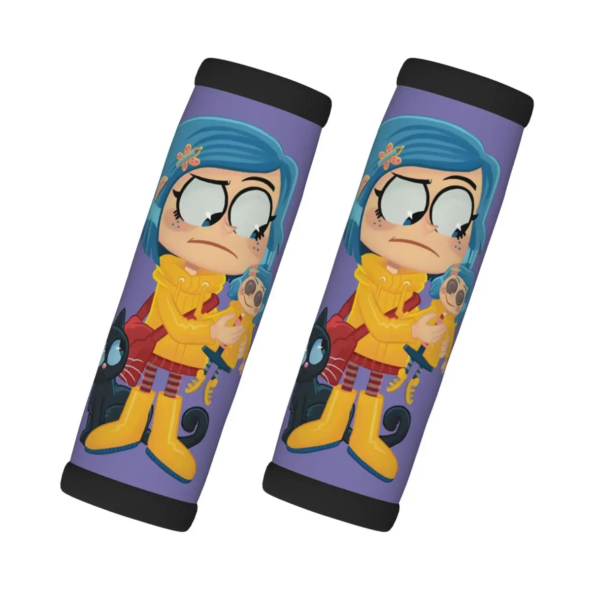 

Custom Vintage Coraline 2 Pcs Luggage Handle Wrap Soft Grip Handle Cover Horor Cartoon Handle Grip Neoprene Luggage Door Handle