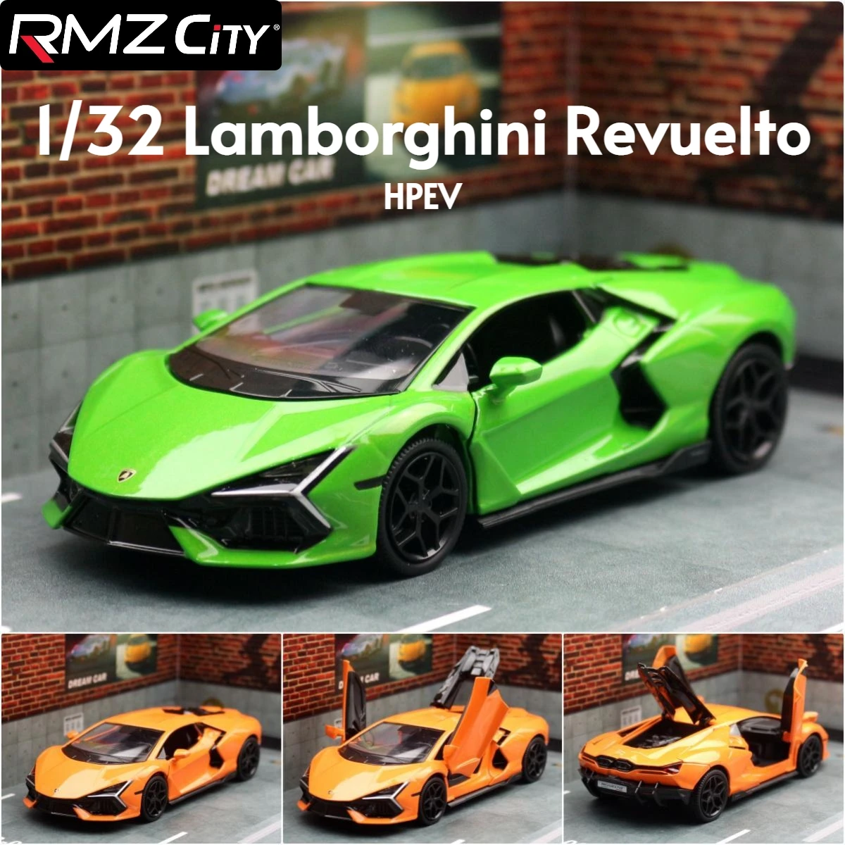 1/32 Lamborghini Revuelto Super Sport Toy Car Model RMZ CiTY 1:32 Diecast Vehicle Miniature Collection Gift For Children Boys