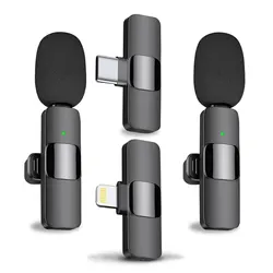 Professional Wireless Lavalier Lapel Microphone for IPhone, iPad / Android - Cordless Omnidirectional Condenser Recording Mic