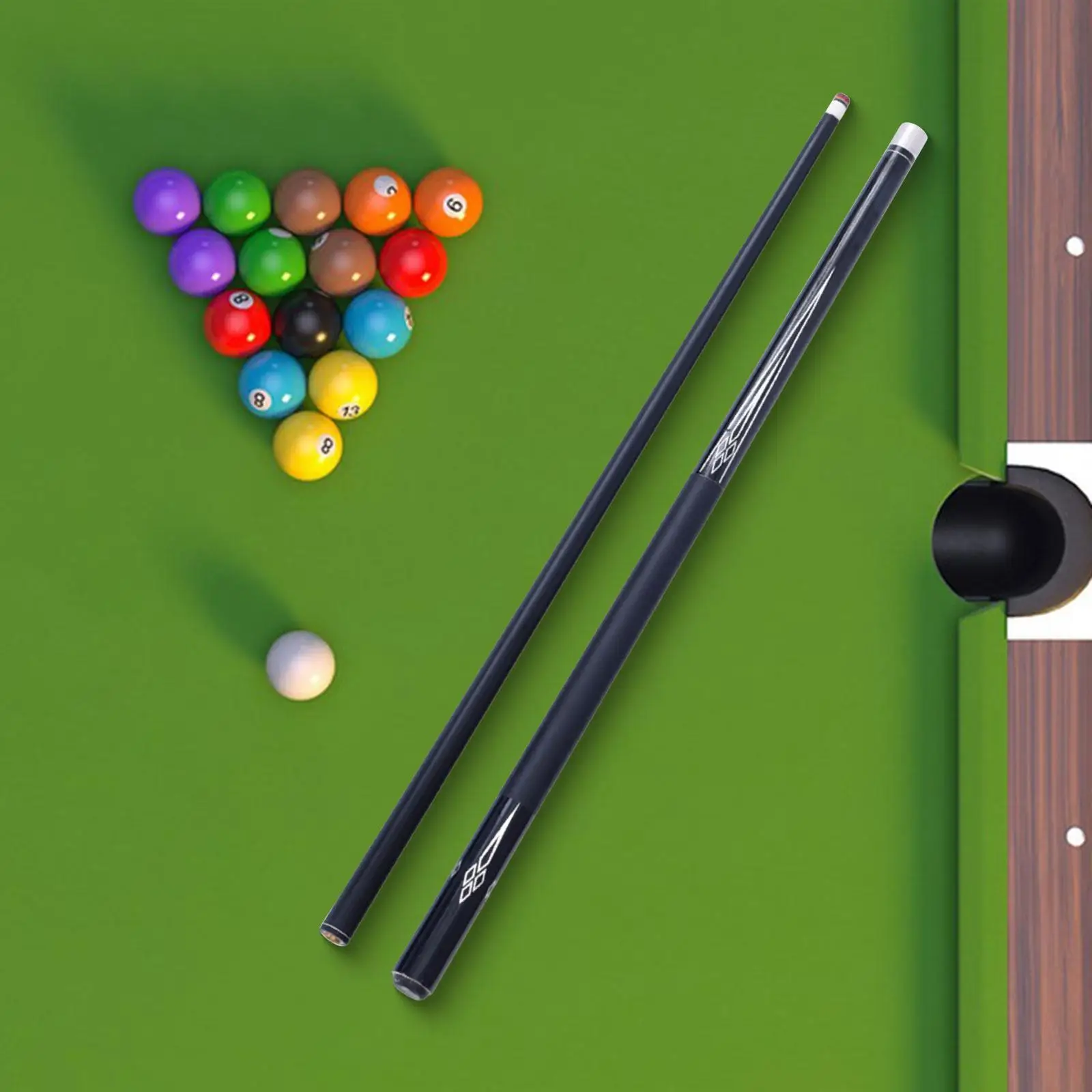 Pool Cue 1/2 Split Billiard Two Sections Length 147cm Practical Stylish Pool for