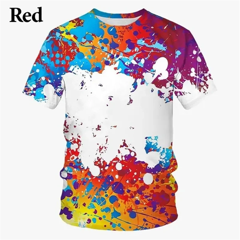 Graffiti Verf 3d Geprint T-Shirt Zomer Nieuwe Heren Mode Splash Inkt Nieuwe Top Cool T-Shirt Streetwear Baggy Tees Met Korte Mouwen