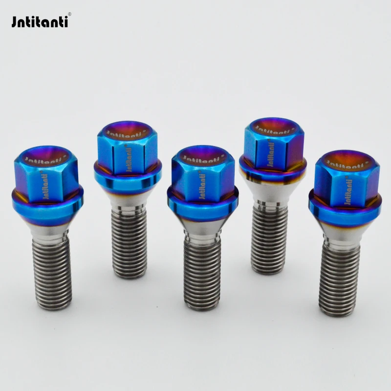 Jntitanti Gr5 titanium wheel bolt lug screw M12x1.25x28-45mm cone seat for Alfa-romeo Peugeot Citroen DS etc