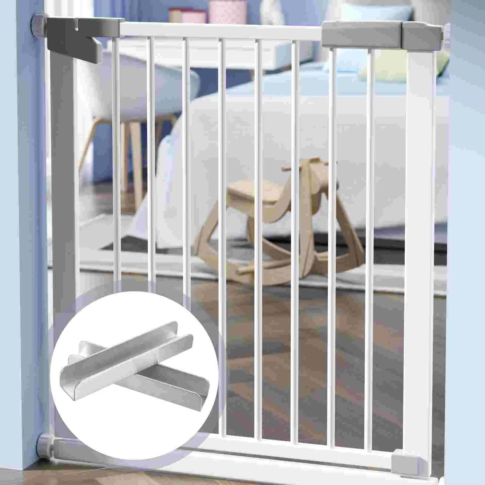 

2 Pcs Pet Gates Isolation Fence Groove Door Reinforcement Tools Grooves Child Baby Attachment