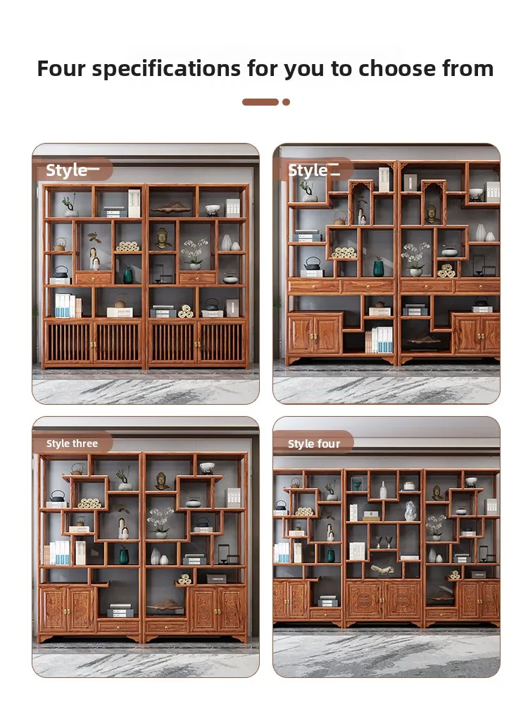 CX solid wood new Chinese display, partition tea rack Duobao Pavilion antique ornament