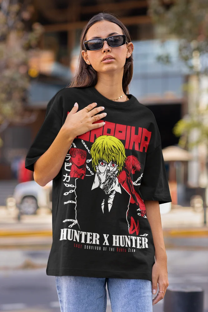 Kurapika T-shirt Hisoka Gon Killua Meruem Illumi HXH Kawaii Anime Shirt All Size