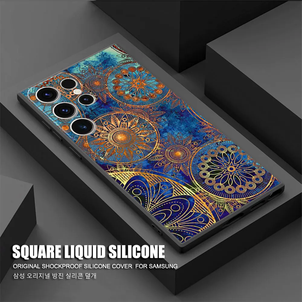 Mandala Luxury Case for Samsung Galaxy S20 S21 5G S24 Ultra S21 FE S23 Ultra S22 Plus S20 Plus S21 Plus S23 Black Soft Cover