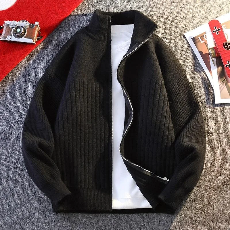 

Men's Striped Knit Cardigan Cross-Border Sweater Easy Care Non-Shrinking Other Fabric Other Sleeve Length Other Neck Design