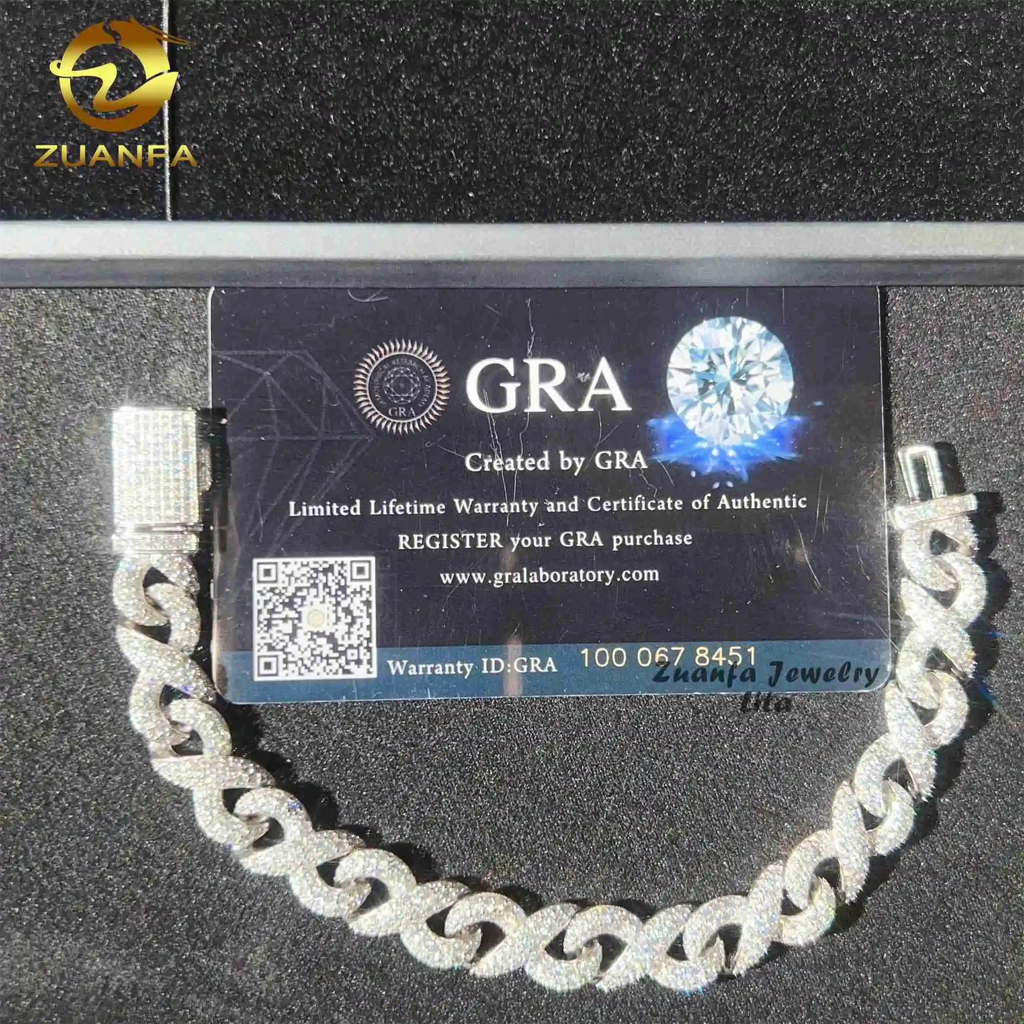 Price Factory High Quality 925 Sterling Silver Hip Hop 10mm Infinity Cuban Chain VVS Moissanite Cuban Link Bracelet..