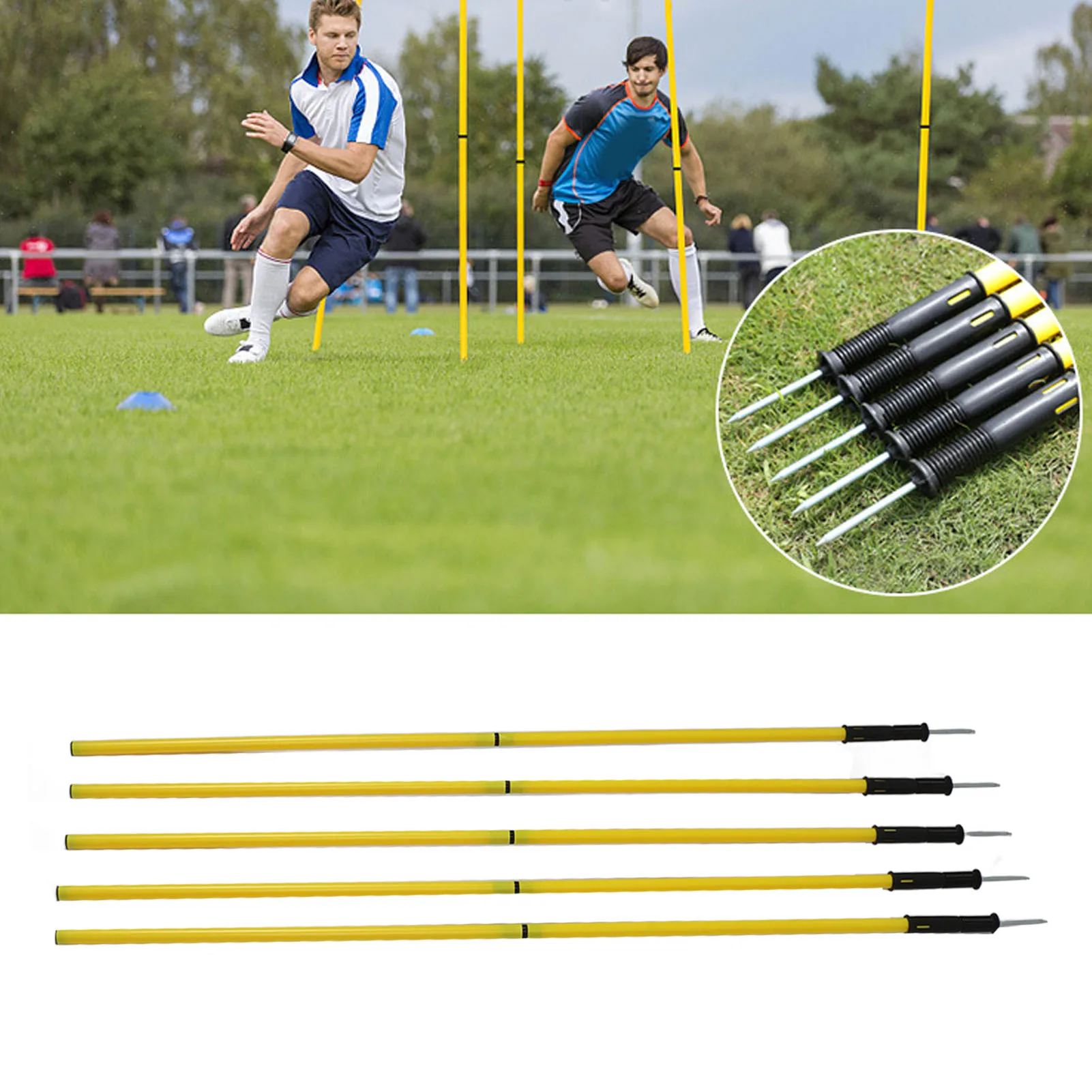 5pcs Soccer Agility Poles 1.5m Adjustable Agility Training Poles Multifunctional Football Training Pole With Base Buckle