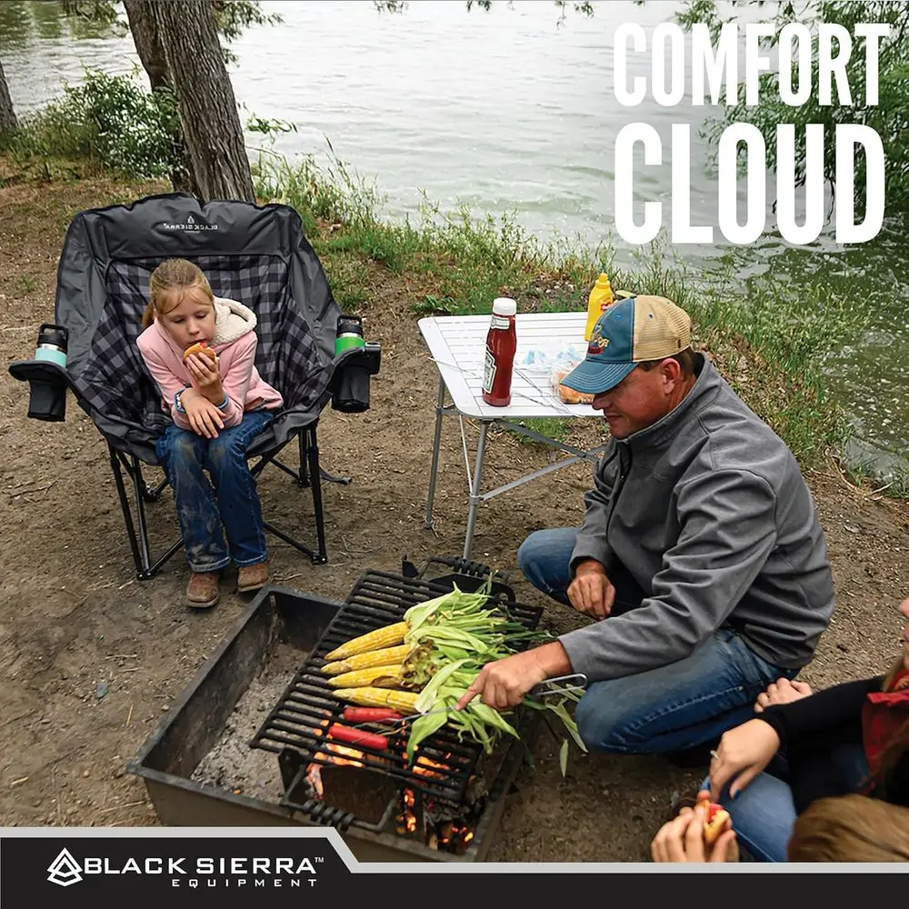 كرسي تخييم من القطيفة باللون الأسود للرياضة والخارجية، كرسي خارجي قابل للطي مقاس XL كبير الحجم يدعم 400 رطل، صالة شديدة التحمل مع/ #5