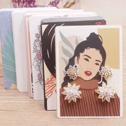 50Pcs/Lot Earring Card Four Holder 5x7cm Hot Girl /Abstract painting paper card Jewelry Accessory Package Cards