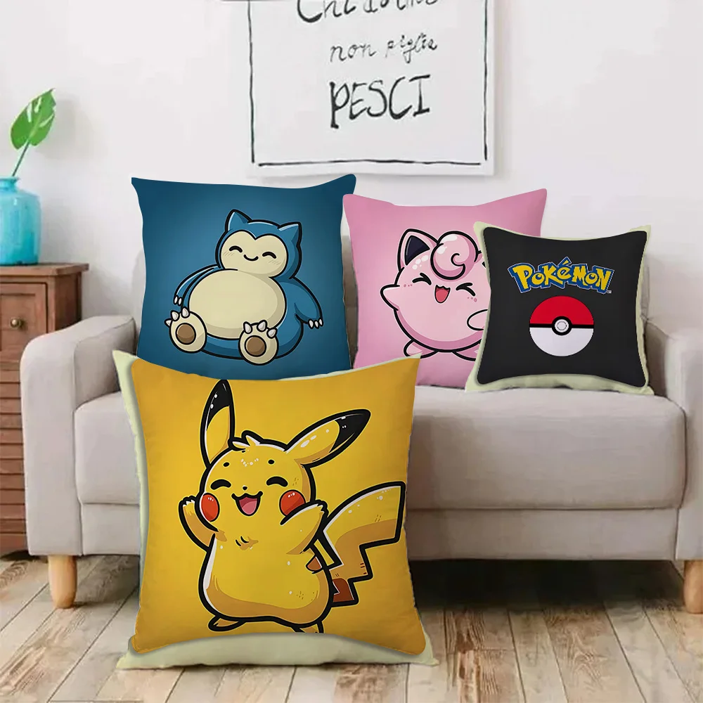 Pillow Covers Cartoon Pokémon Pikachu Sofa Decorative Home Double-sided Printing Short Plush Cute Cushion Cover