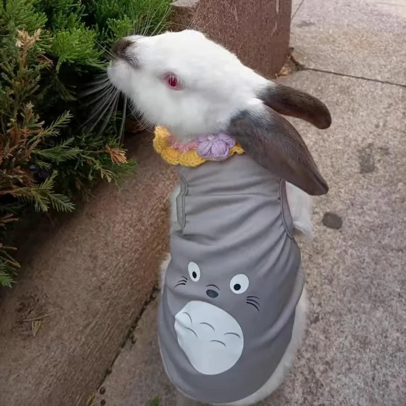 Pet Vest for Rabbit Cats Summer Breathable Rabbits Clothes Non-stick Hair Sweet Print Bunny Clothing Pajamas ubranko dla kota