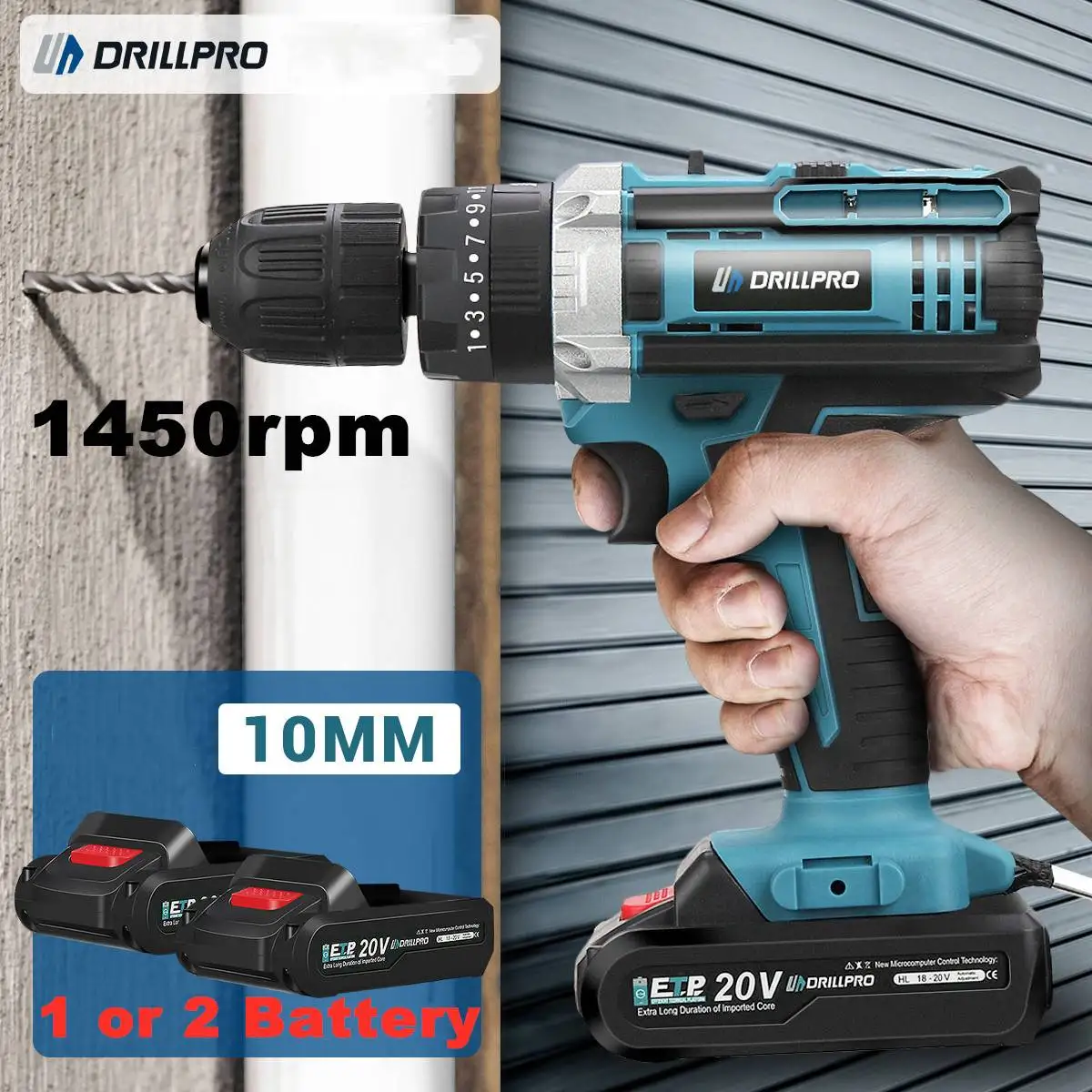 Drillpro 10MM Brushless Electric Drill 350N.M Cordless 25+3 Torque Screwdriver With Impact Function Drill Winter Ice Power Tools